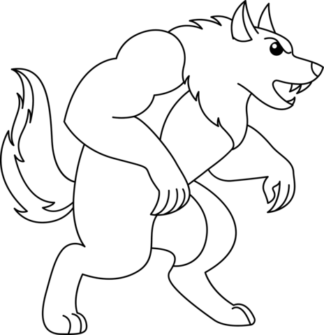 Cartoon Werewolf Coloring Page